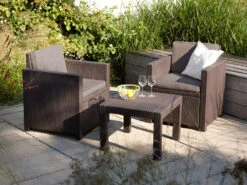 Keter Loungemöbel Victoria Balkon-Set 3-teilig Rattanoptik, Mit Auflagen, In Rattanoptik, Wetterfest -Garten- Und Terrassengeschäft 1441171b8edf2eee6ae8aaa392521261