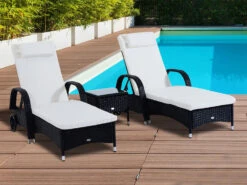 Outsunny Sonnenliege 2er Set + Beistelltisch -Garten- Und Terrassengeschäft 30245ebb500312875445894e05135af1