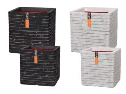 Capi Europe Blumentopf »Row«, Quadratisch, Anthrazit, Elfenbein, 30x30 Cm Oder 40x40 Cm