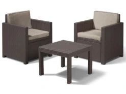 Keter Loungemöbel Victoria Balkon-Set 3-teilig Rattanoptik, Mit Auflagen, In Rattanoptik, Wetterfest