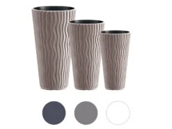 Prosperplast Blumentopf »Sandy Slim«, Herausnehmbarer Einsatz, Mit Vertikaler Wellenoptik