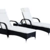 Outsunny Sonnenliege 2er Set + Beistelltisch