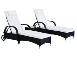 Outsunny Sonnenliege 2er Set + Beistelltisch