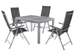 LIVARNO Home Alu-Set »Houston« 5-teilig - Ausziehtisch & 4 Hochlehner, Silber/grau