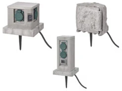 PARKSIDE® Gartensteckdose, In Steinoptik, Mit Klappdeckeln