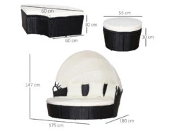 Outsunny Sonneninsel Mit Sonnendach, Creme/schwarz -Garten- Und Terrassengeschäft gcp29f8dafed5bb46d180698f00a3d465c0