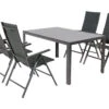 LIVARNO Home Alu-Premium-Set »Toronto« 5-teilig - Standardtisch Und 4 Hochlehner Gepolstert, Anthrazit