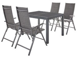 LIVARNO Home Alu Premium-Set »Toronto« 5-teilig - Ausziehtisch Und 4 Hochlehner Gepolstert, Anthrazit