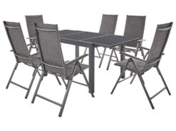LIVARNO Home Alu-Premium-Set »Toronto« 7-teilig - Ausziehtisch & 6 Hochlehner Gepolstert, Anthrazit