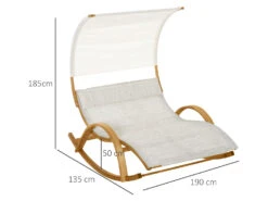 Outsunny Sonnenliege, Ideal Für 2 Personen Geeignet, Grau/weiß -Garten- Und Terrassengeschäft gcp929d27688b1645439b4d1f5f7f46da5b