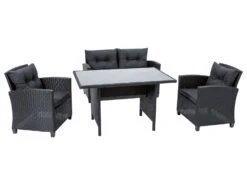LIVARNO Home Lounge-Set, 4-teilig, Mit Kissen, Anthrazit