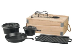 GRILLMEISTER Dutch Oven Set, 7-teilig, Aus Gusseisen