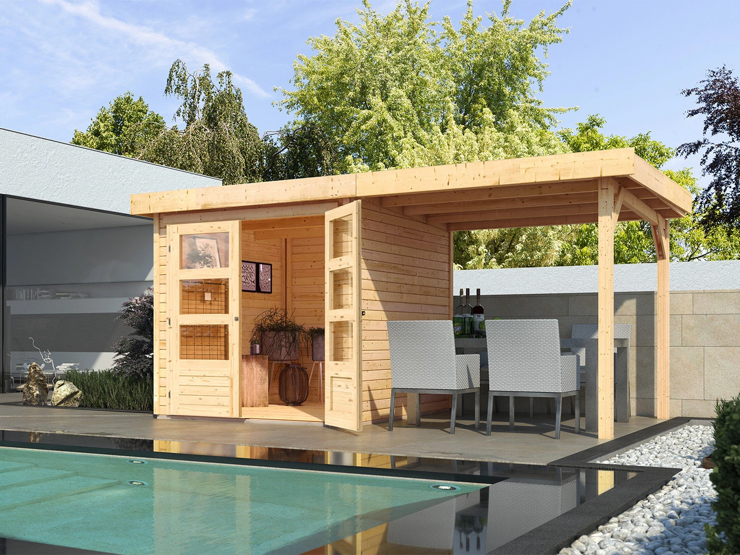 Karibu Gartenhaus »Trundholm 1«, Mit Verglaster Doppeltür, Inklusive Schleppdach 2 Karibu Gartenhaus »Trundholm 1«, Mit Verglaster Doppeltür, Inklusive Schleppdach – Bild 2