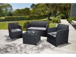 LIVARNO Home Loungeset, 4-teilig, In Rattan-Optik, Grau/anthrazit -Garten- Und Terrassengeschäft gcpe0c3ea986a964eed865a1c8707123aa1