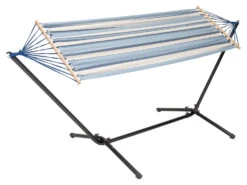 LIVARNO Home Hängematte, Mit Gestell, Blau-gestreift