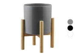 LIVARNO Home Übertopf Mit Gestell, Aus Keramik Und Kiefernholz