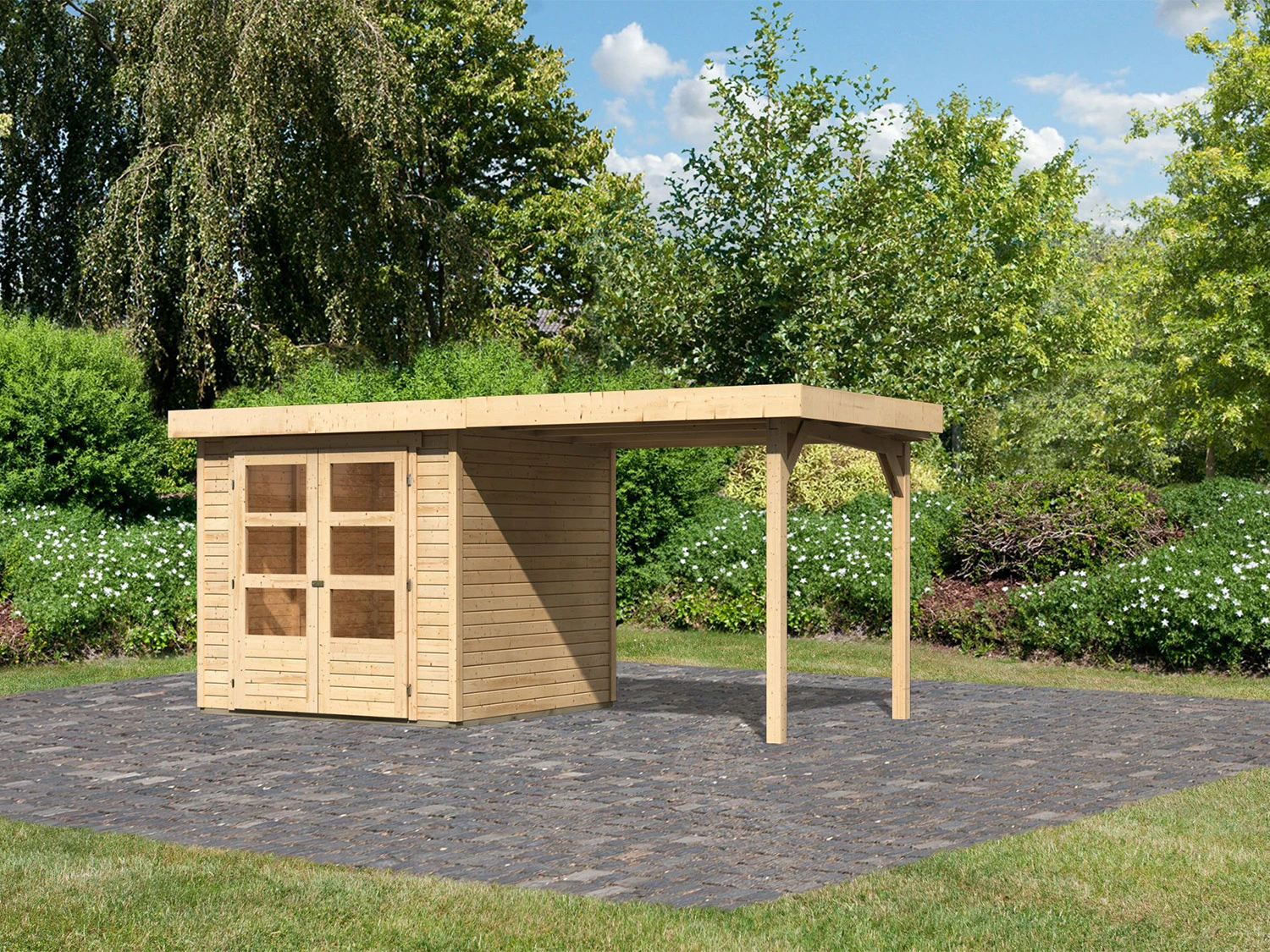 Karibu Gartenhaus »Trundholm 1«, Mit Verglaster Doppeltür, Inklusive Schleppdach 3 Karibu Gartenhaus »Trundholm 1«, Mit Verglaster Doppeltür, Inklusive Schleppdach – Bild 3